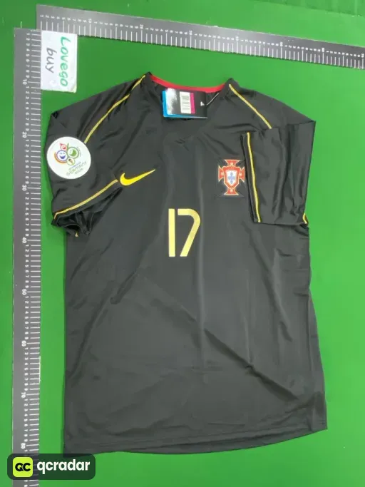 2006 portugal away jersey, number 17 + captain's armband
