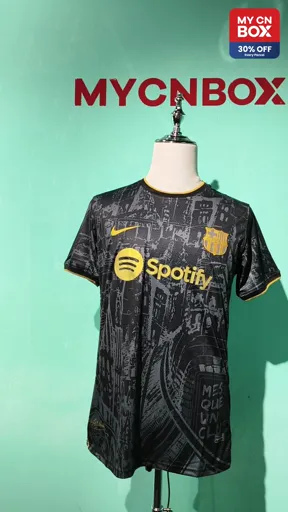 23-24 barcelona training uniform black gold