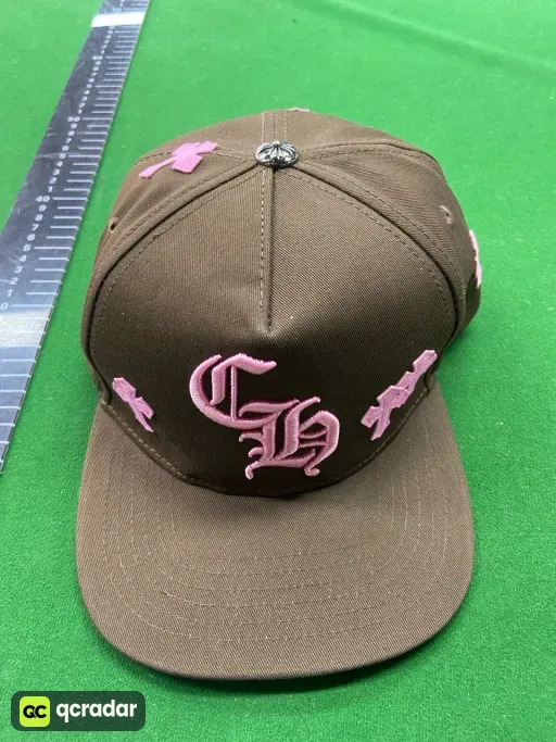 Ch+ cross leather label pink coffee