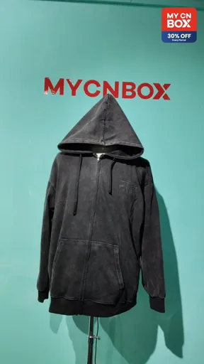 Basic zipper washed black
