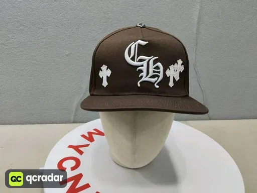 Ch cross leather patch, brown and white