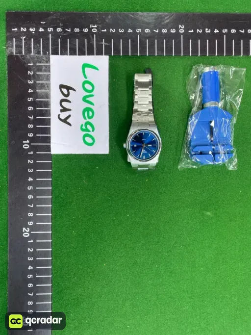 New watch strap quartz glossy silver blue