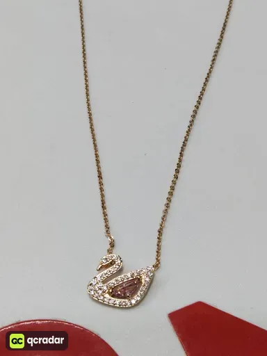 Pink diamond swan necklace