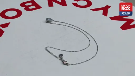 Sugar cube white gold and blue diamond necklace