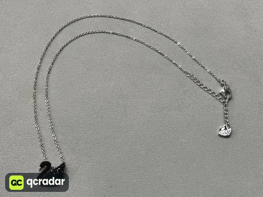 White gold black swan small necklace