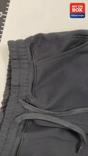 Embroidered black pants with lettering - durable