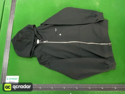 Black terry cardigan with big black heart on the back