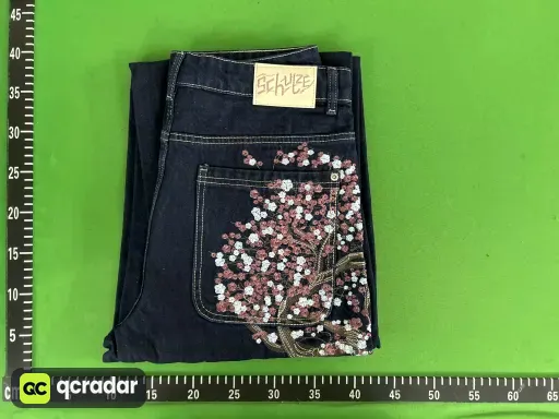 010刺绣樱花牛仔裤（蓝）