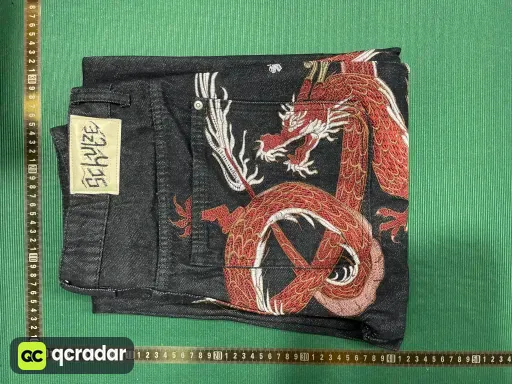 028红龙刺绣重工牛仔裤（黑）