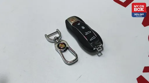 4-Button Gemstone Key with Circuit Board Teeth and Keychain