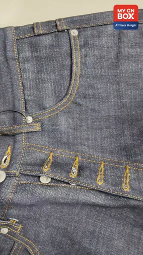 Blue Buttoned Raw Cow