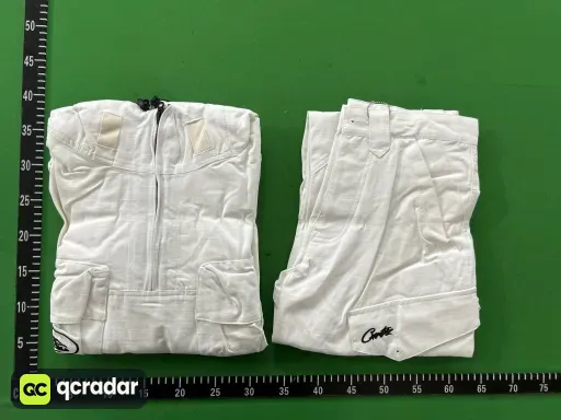 白色斜口袋套装(TOP+PANTS)