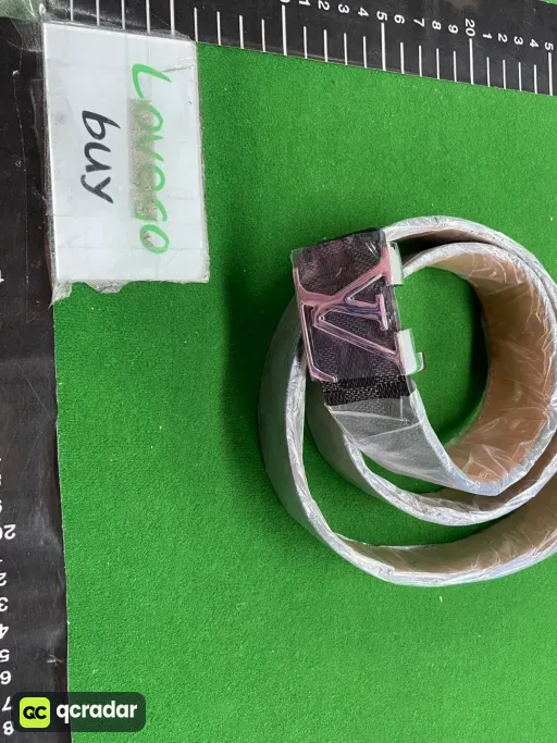 Silver buckle with black grid