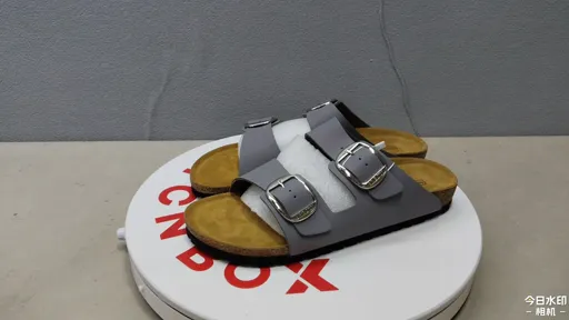 Two-Strap Slide Dark Gray Leather