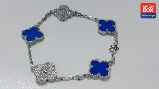 6# White Gold 【Blue Chalcedony】Five-Flower Bracelet