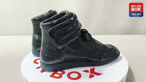 Black Waxed Leather High-Tops (Custom, ships in 10 days)