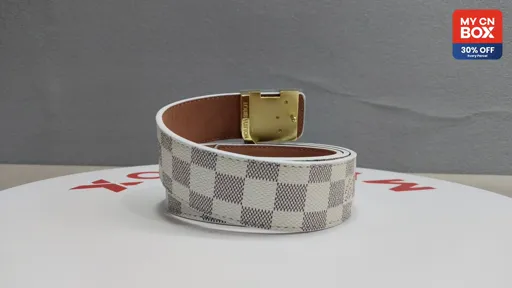 White grid gold buckle