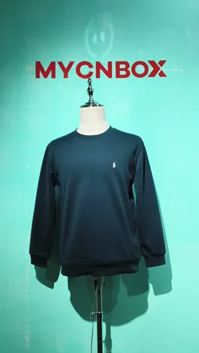 Cotton round neck navy blue white label
