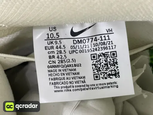 尺码:EU44.5=US10.5