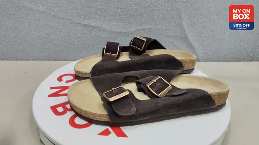 0660463 Two-character Slippers, Coffee (Thick Leather)