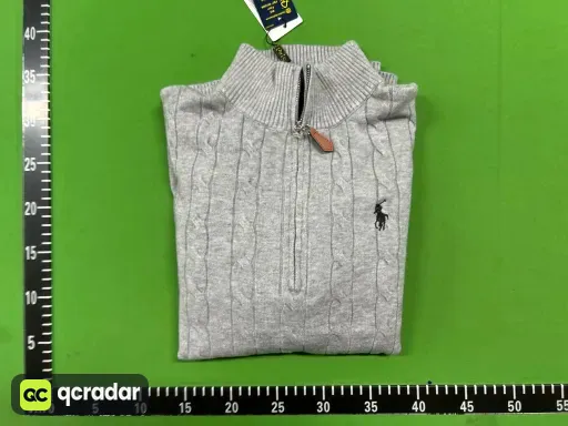 Half-height zipper gray sweater [little black horse]
