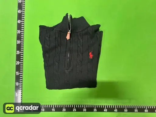 Half-height zipper black sweater [little red horse]