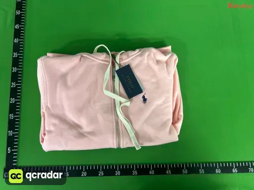 加绒粉色蓝标卫衣白绳