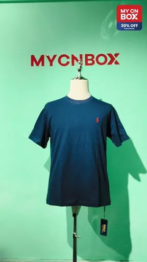 Navy Blue T-Shirt with Red Label