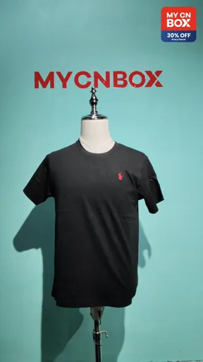 Black T-Shirt with Red Label