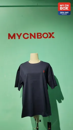 Navy Blue T-Shirt with Red Label