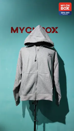 Fleece-Lined Hooded Cardigan Sweatshirt Gray