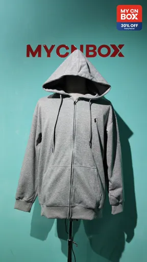 Gray Zip-up with Black Label