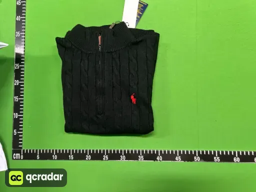 Half-height zipper black sweater [little red horse]